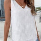 Lattice Texture Bowknot Shoulder V Neck Tank Top