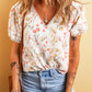 Floral Lace Trim Short Sleeve Blouse