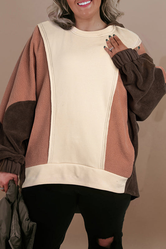 Exposed Seam Colorblock Plus Size Hoodie