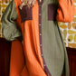 Oversized Colorblock Crinkle Textured Shirt Dress
