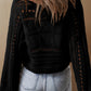 Hollow-out Cable Knit Cropped Sweater