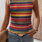 Ethnic Wavy Pattern Round Neck Sleeveless Top