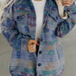 Western Aztec Print Button Flap Pocket Shacket