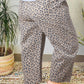 Leopard Printed Drawstring Waist Pocketed Wide Leg Jeans