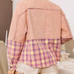 Frayed Patchwork Plaid Contrast Jacket