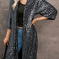 Silvery Sequin 3/4 Sleeve Kimono