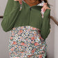 Floral Patch Half Zip Kangaroo Pocket Hoodie