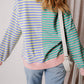 Stripe Casual Stripe Colorblock Drop Shoulder Oversize Sweatshirt