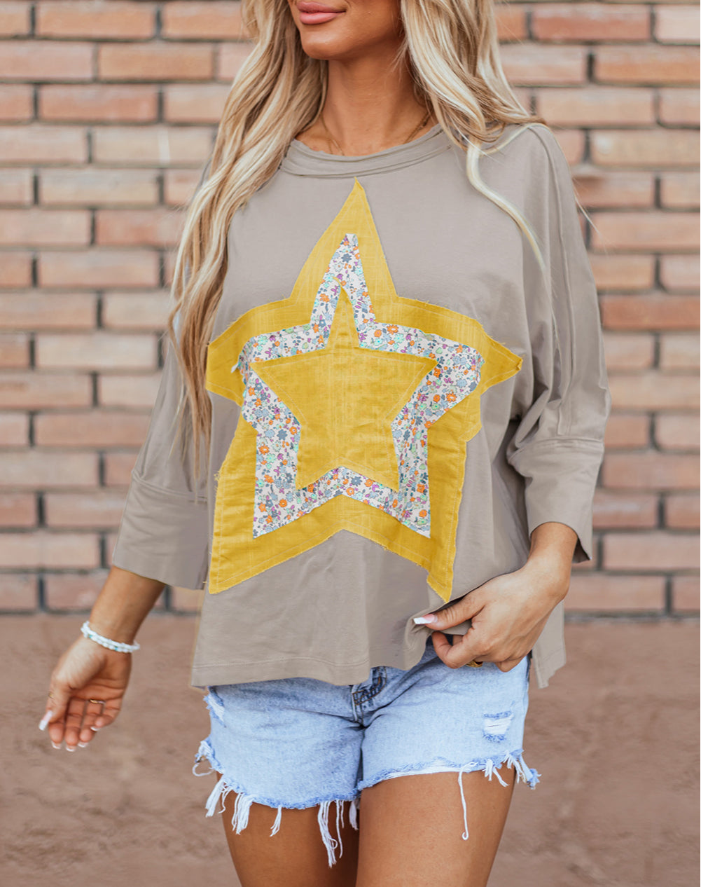 Floral Starbust Exposed Seam Mineral Wash Top