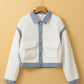 Contrast Trim Buttoned Sherpa Jacket