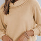 Solid Waffle Knit Turtleneck Long Sleeve Top