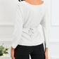 Lace-up Wrapped Split Hem Solid Long Sleeve Top