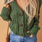 Front Pockets Buttons Textured Cardigan