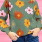Sweet Flower Knitted Ribbed Hem Sweater