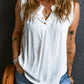 Button Split Neck Ruffled Trim Tank Top