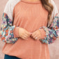 Floral Patchwork Puff Sleeve Textured Blouse