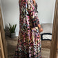 Western Leopard Printed 3/4 Sleeve Buttoned Front Tiered Maxi Dress