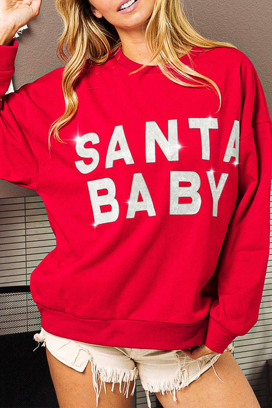 Shiny SANTA BABY Graphic Sweatshirt