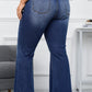 Plus Size Stitching Washed Flare Jeans