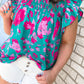 Floral Smocked Detail Ruffled Plus Size Blouse