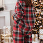 Christmas Checkered Pattern Loose Shirt and Pants Lounge Set