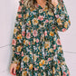 Buttoned Bodice Ruffled Floral Dress