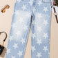 High Waist Star Pattern Plus Size Jeans