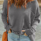 Solid Color Off Shoulder Rib Knit Sweater with Pocket