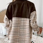 Plaid Patchwork Button-up Shift Shirt Jacket