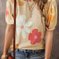 Flower Print Bubble Sleeve Tee