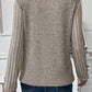 Solid Color Ribbed Sleeve Collared V Neck Top