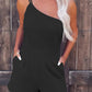 One Shoulder Invisible Zip Side Pocketed Romper