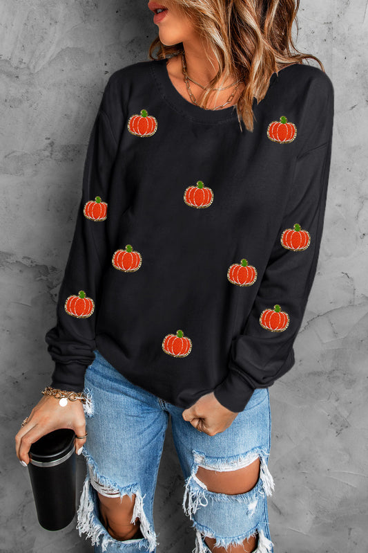 Halloween Pumpkin Graphic Drop Shoulder Sweatshirt