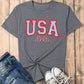 USA Star Bow Knot Print Crew Neck T Shirt