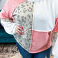 Leopard Patchwork Color Block Knitted Plus Size Top