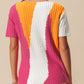 Textured Knit Colorblock Short Sleeve Sweater