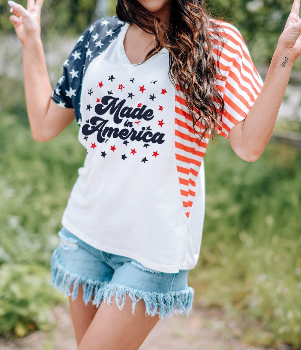 Made America Stars and Stripes Raglan Sleeve T Shirt