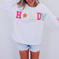 Glitter Howdy Patch Graphic Casual Sweatshirt