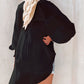 Shirred Cuffs Bubble Sleeve Oversized Shirt