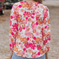 Floral Print Split V Neck Blouse