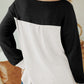 Contrast Color Waffle Knit Long Sleeve Top