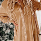 Velvet Button Front Shirt Mini Dress