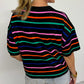 Stripe Dropped Short Sleeve Boxy Fit Knitted Top