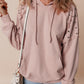 Solid Color Rivet Stud Raglan Sleeve Hoodie with Pocket