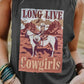 LONG LIVE Cowgirls Western Print Crew Neck Tank Top
