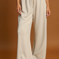 Loop Drawstring Casual Wide Leg Pants