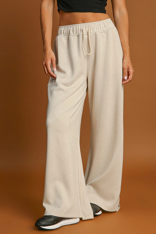 Loop Drawstring Casual Wide Leg Pants