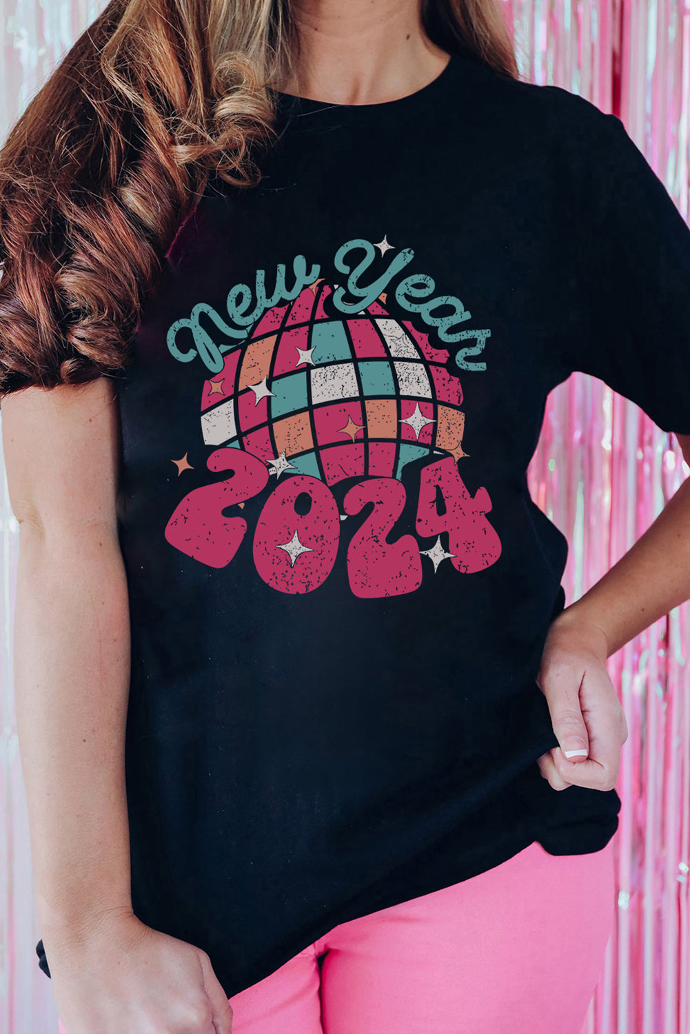 new year 2024 Print Crew Neck T Shirt