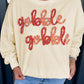 Gobble Gobble Embroidered Pattern Drop Shoulder Crew Neck Sweatshirt