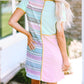 Color Block Stripe Knit Patchwork A-line Dress